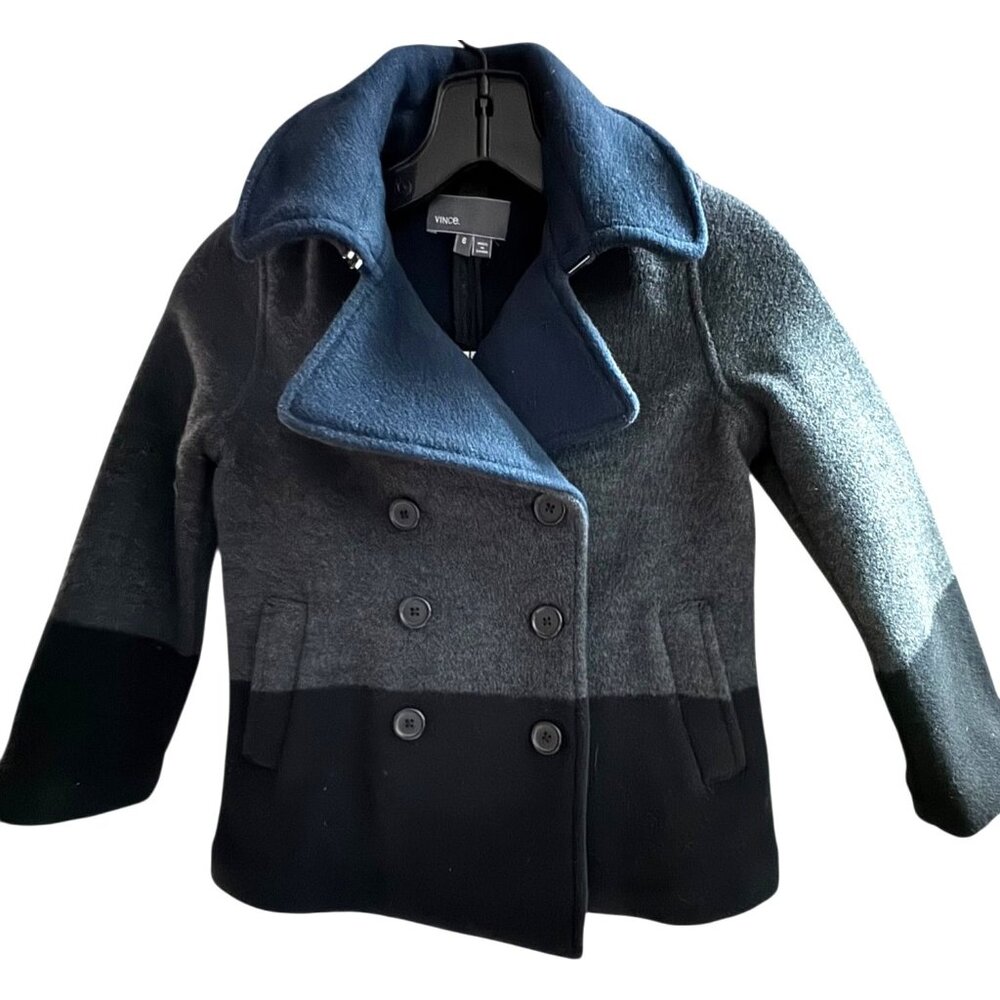 Vince. Kids Double-Breasted Wool-Blend‎ Peacoat Size 6 Gray/Black